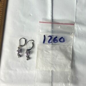 Small Silver Dangle Earrings with‎ Pink Pearl Accents Women's Jewelry